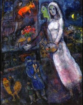 Marc Chagall Werke - Jungvermählten und Geiger Zeitgenosse Marc Chagall